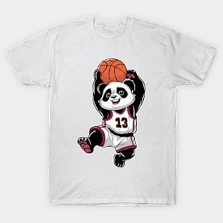 Cute Panda Playing Basketball - Girls Boys T-Shirt